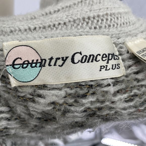 Vintage Country Concepts grandma cardigan sweater size 1X 2X grey plus size - Picture 9 of 9